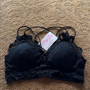 Pink Lily Elegant Black Lace Bralette